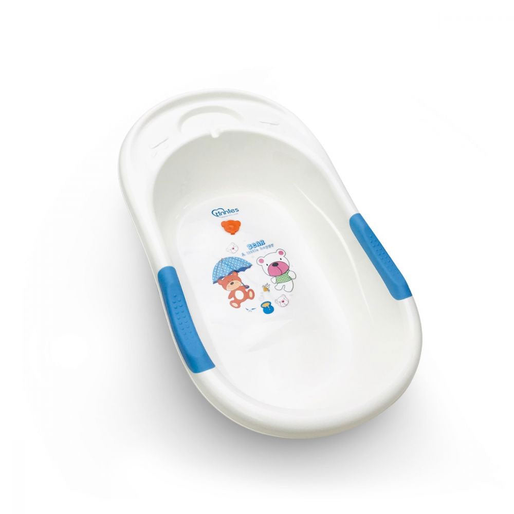 Tinnies Bath Tubs Blue with Easy Draining, Non-Slip, Mom-Approved