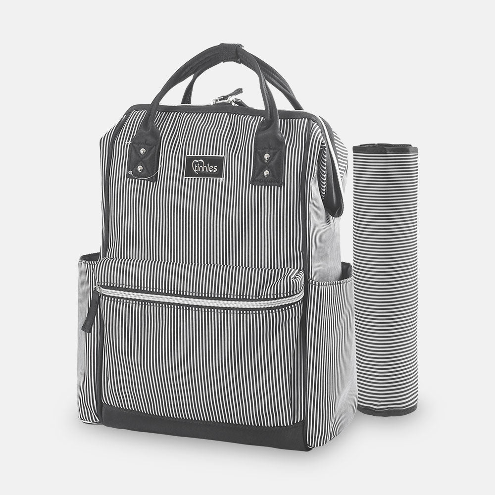 Baby Diaper Bag Pack Black Stripes– Tinnies - Main Image