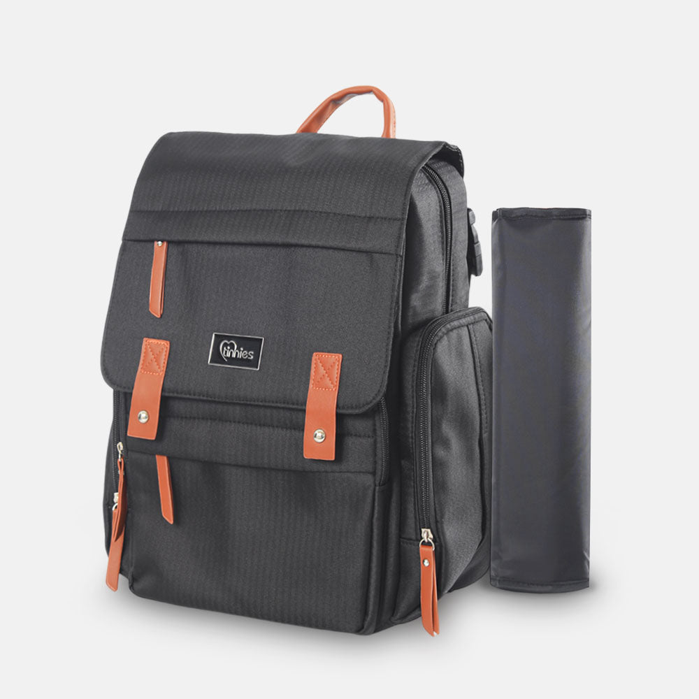 Tinnies Diaper Backpacks Black — Hands-Free Comfort for Modern Moms
