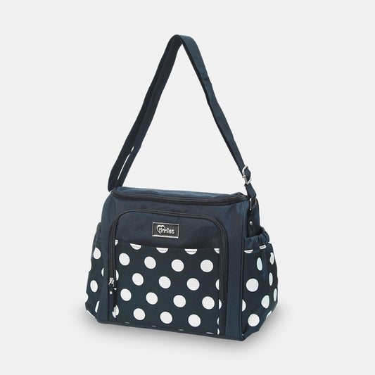 Baby Diaper Bag - Navy Polka Dot Printed