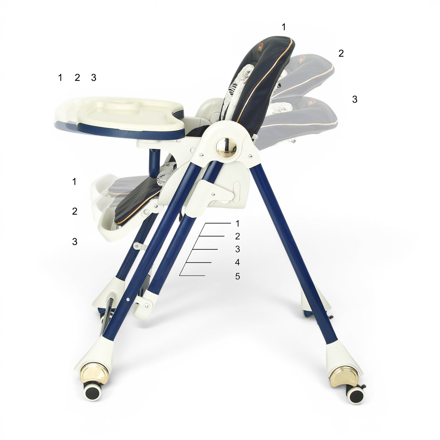 TINNIES BABY HIGH CHAIR W/SWING - BLUE